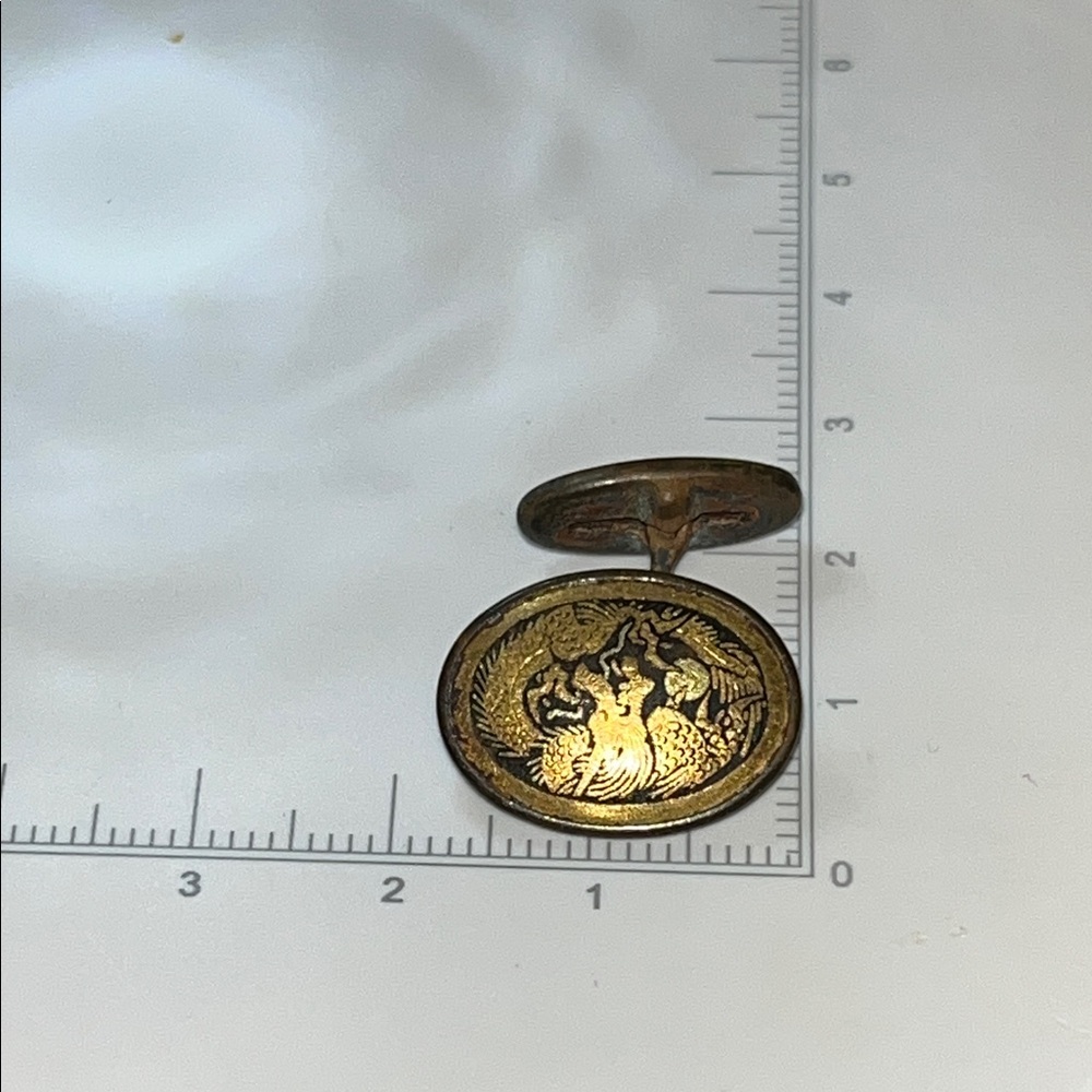 1 Vintage Japanese Damascene Cufflink 1950s